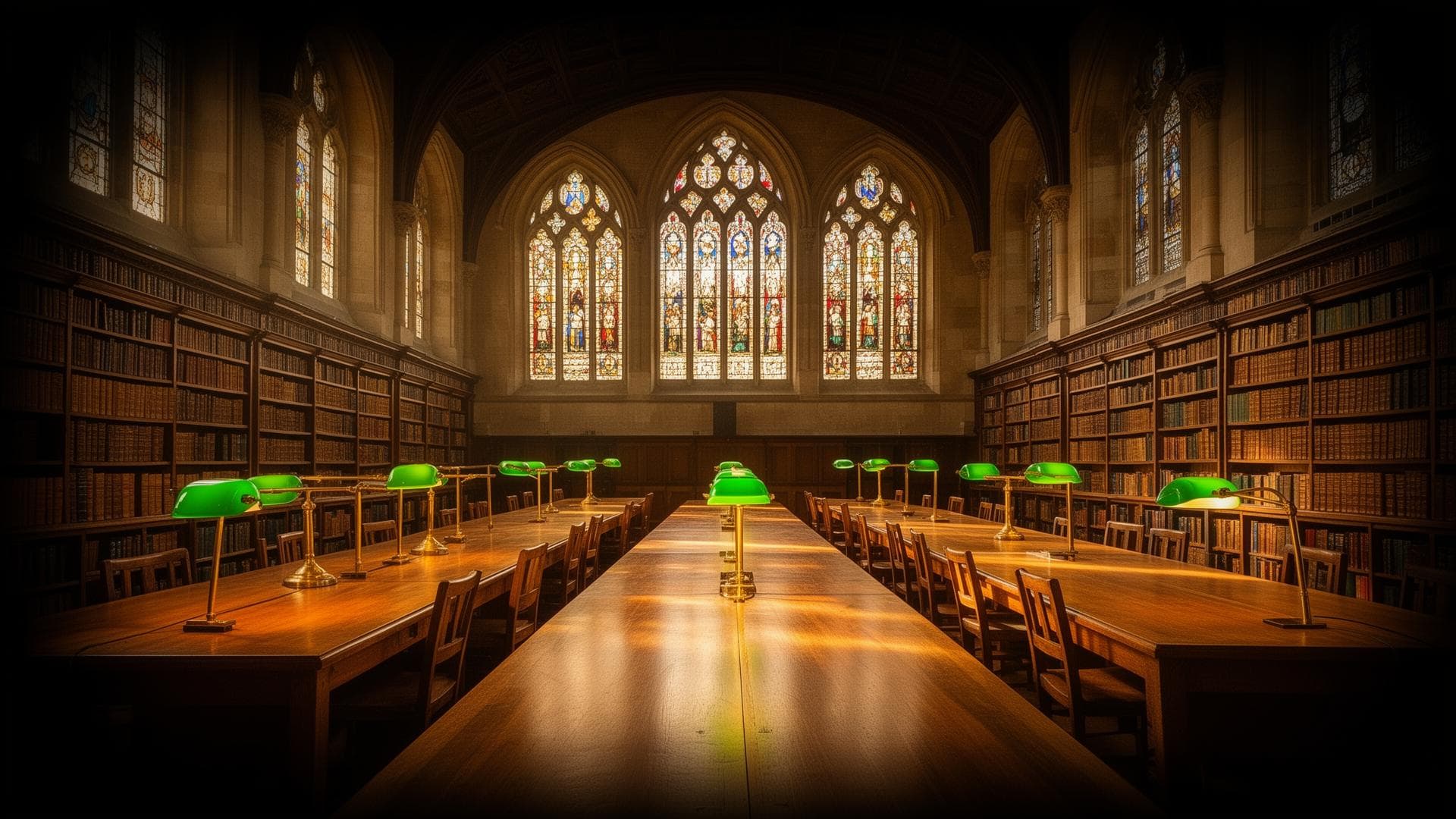 Historic university library reading room
